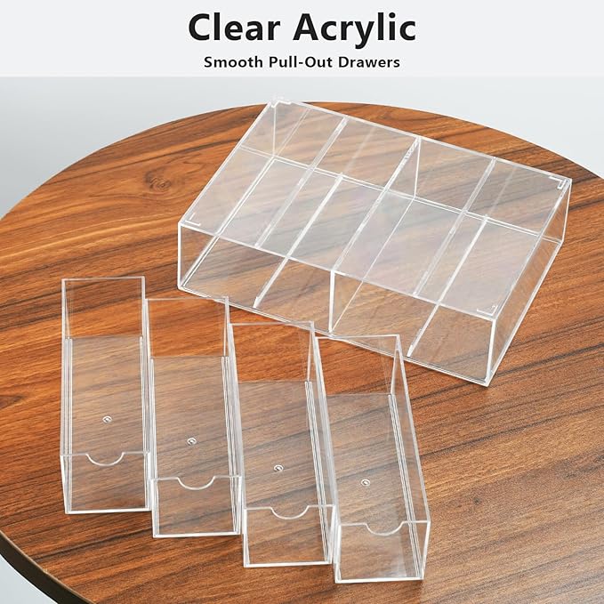 2 Pack Desktop Organizers of 8 Storage Drawers, Clear Acrylic Glasses Storage Drawers Organizer Office Desk Organizer for Van