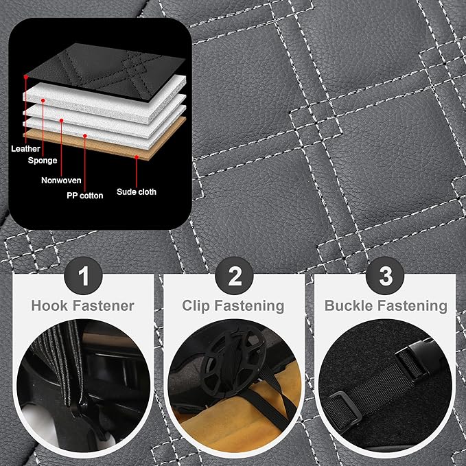 CAROMOP Luxury PU Leather Car Seat Covers Front Set - Anti-Stain Waterproof Automotive Seat Covers for Cars - Universal Car I