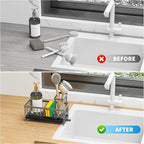 Cisily Sponge Holder for Kitchen Sink, Sink Caddy Organizer with High Brush Holder, Kitchen Countertop Organizers and Storage