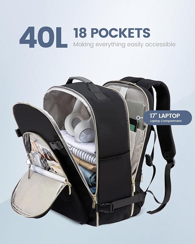 LOVEVOOK Travel Backpack for Women & Men 40L,Airline Approved Carry On Backpack Travel Essentials,TSA Carry on Luggage,Waterp