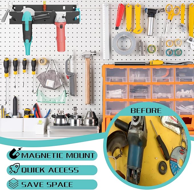 ULIBERMAGNET Angle Grinder Holder, Solid Steel Utility Storage Rack,Heavy Duty Wall Mount Storage Metal Shelf Holder for Angl