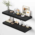 Dreamland 40" Floating Shelves for Wall, 12" Deep Thicker Black Floating Shelves, Wall-Mounted Shelves for Bedroom, Living Ro