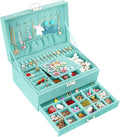 QBestry 3-Layer Jewelry Box for Girls & Teens with Lock and Key, Large Jewelry Organizer with 8 Necklace Hooks & 56 Earring H