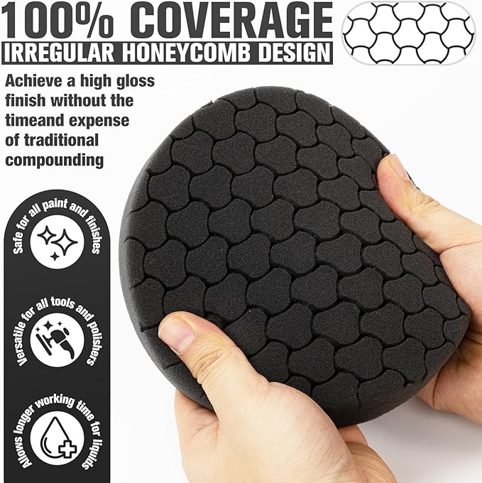 Black Polish Pad, 3Pcs 5.5 Inch Face for 5 Inch Buffing Polishing Pads and Woolen Pads 125mm Backing Plate Compound Buffing Sponge for Car Buffer Polisher Compounding, Polishing and Waxing