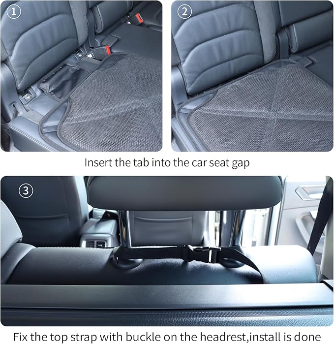 Car Seat Protector Leather Waterproof Child Safety Seat Protector Cover with Thick Pad and 2 Large Pockets Durable Kick Mat f