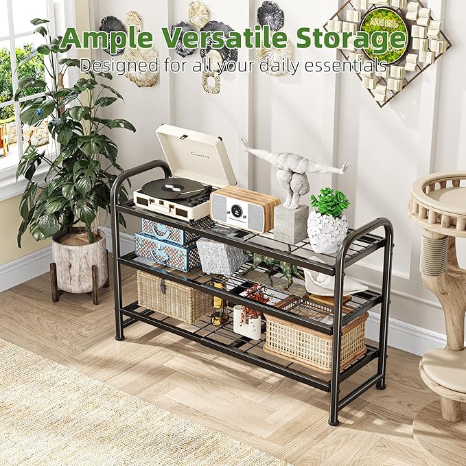 Simple Trending 3-Tier Expandable Shoe Rack, Stackable Shoe Shelf Storage, Metal Free Standing Shoe Organizer for Closet Entr