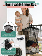 WTREE Laundry Hamper with Lid, Reinforced Sturdy Clothes Hamper with Anti-Puncture Base, Large Collapsible Laundry Basket wit