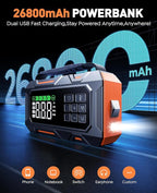 Portable Jump Starter with Air Compressor 8000A 160PSI, 16-in-1 Car Battery Jump Starter with Emergency Kit, Auto-Shutoff