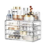 ZHIAI Stackable Storage Drawers, Acrylic Bathroom Counter Organizer Clear Makeup Organizers for Vanity, Kitchen Cabinets, Bat