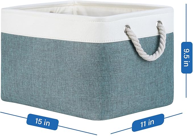 Temary Storage Baskets for Shelves 4 Pack Fabric Rectangle Baskets for Organizing Toys, Clothes, Decorative Bins with Handles
