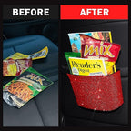 Cavalcade Car Trash Can, Hanging Trash Bin, Leakproof Garbage Organizer, Bling Vehicle Waste Basket, Mini Dustbin Container with Clip for Car, Office, Kitchen, Bedroom, Home and More, Red, Small