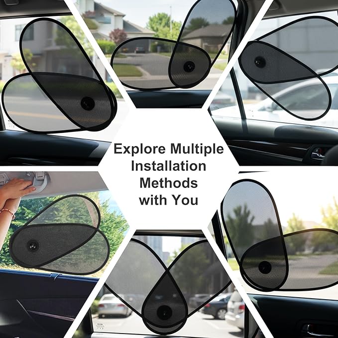2 PCS Car Window Shade for Baby, Adjustable Rotatable Automotive Mesh Sun Blocke Driver Side Window Car Sunshades, with Suction Cups, Glare and UV Rays Protection, Fits Most of Vehicle