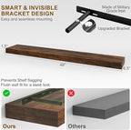 Fun Memories Floating Shelves for Wall, 48Inch Long Floating Shelves Set of 1, Hanging Shelf with Invisible Brackets, Wood Sh