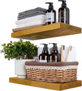 BGMG Wood Floating Shelves for Wall 18 inch Set of 2, Rustic Wooden Wall Mount Shelves for Living Room Bedroom Kitchen Farmho