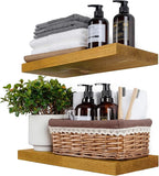 BGMG Wood Floating Shelves for Wall 18 inch Set of 2, Rustic Wooden Wall Mount Shelves for Living Room Bedroom Kitchen Farmho
