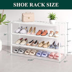 Smiry Bamboo Shoe Rack for Closet, 3 Tier Long Wooden Stackable Shoe Organizer, Free Standing Shoes Storage Shelf for Entrywa