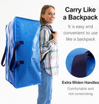 VELVETSURE Heavy Duty Extra Large Moving Bags W/Backpack Straps - Strong Handles & Zippers, Storage Totes For Space Saving, F