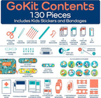 KeepGoing Travel First Aid Kit for Kids – 130 Pc. for Car, Home, Purse, Diaper Bag & Backpack with Latex-Free Bandages - Mini