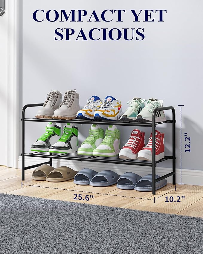 Kitsure Shoe Rack - Stainless Steel Shoe Organizer, Sturdy Shoe Rack for Closet and Front Door Entrance, Free Standing Shoe S