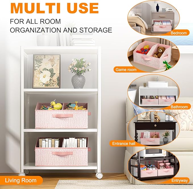 Closet Storage Bins 6 Pack, Large Closet Organizer Baskets with Divider & Handles,Trapezoid Fabric Shelf Organizers, Collapsi