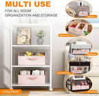 Closet Storage Bins 6 Pack, Large Closet Organizer Baskets with Divider & Handles,Trapezoid Fabric Shelf Organizers, Collapsi