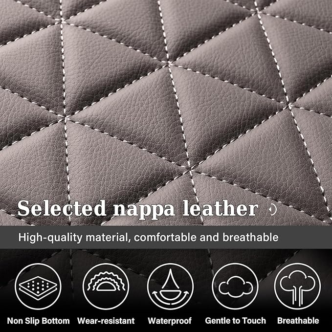 Coverado Leather Car Seat Covers, Waterproof Dooge Ram 1500 Seat Covers Compatible with 2002-2025 Dodge Ram 1500 2500 3500 wi