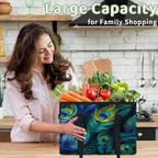 Reusable Grocery Bags Heavy Duty Shopping Bags Foldable Large Tote Bags with Long Handles & Hard Bottom