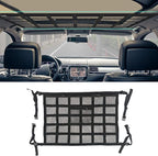 Car Ceiling Cargo Net Pocket, Car Mesh Organizer, 31.5"*21.6" Double-Layer Interior Roof Cargo Net, Universal Auto Accessory Adjustable Buckle Roof Storage for Truck SUV Travel Long Road Trip