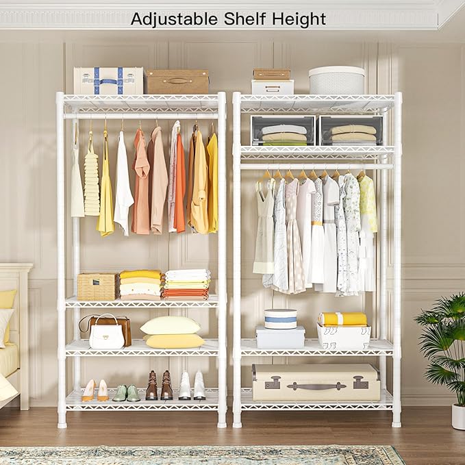Ulif H2 Heavy-Duty Portable Closets, 4-Tier Freestanding Garment Rack Suit for Small Space and Corner, Closet Organizer Syste