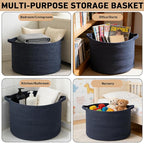 90L Large Blanket Basket,21.7"L x 21.7"W x 13.8"H Rope Woven Baskets with Handles, Toys Storage Bins,Laundry Basket Perfect f