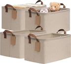 CHICVITA 4 Pack Large Storage Baskets for Shelves, Collapsible Towels Organizer Bins with Metal Frame, Closet Organizers and 