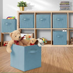 Casafield Set of 6 Collapsible Fabric Cube Storage Bins, Baby Blue - 11" Foldable Cloth Baskets for Shelves, Cubby Organizers