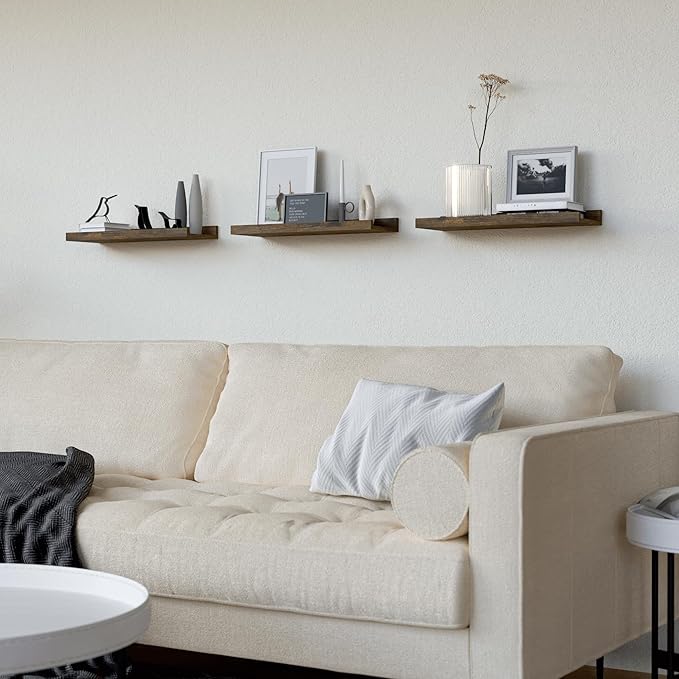 RICHER HOUSE 3 Set Floating Shelves for Wall Decor, 16 inches Wall Mounted Book Shelf, Nursery Shelves Picture Ledge Shelf wi