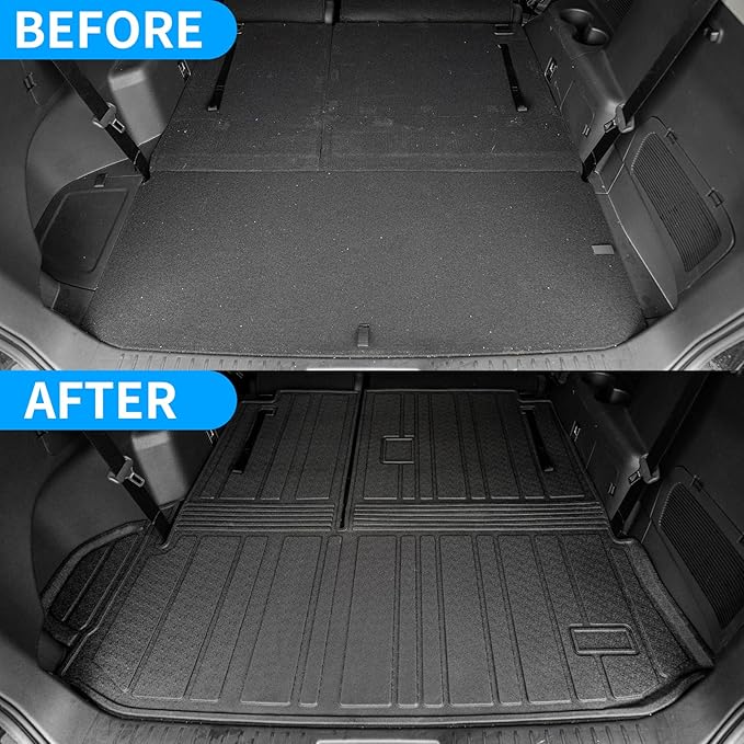 Bomely Cargo Mat Compatible with 2020-2026 Toyota Highlander Trunk Mat Cargo Liner TPE Back Seat Cover Protector 2025 7 Seats Highlander Accessories (2020-2026, Trunk Mat with Backrest Mat)