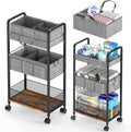 LIDTOP 2In1 Baby Diaper Caddy & 3-Tier Rolling Diaper Cart, Diaper Caddy Organizer Cart with Dividers, Mobile Metal Utility C