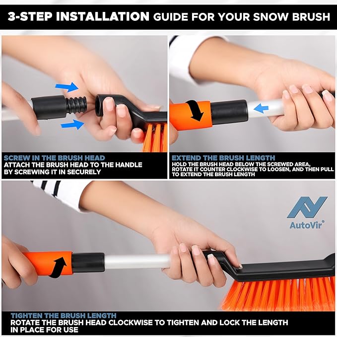 Extendable Snow Brush & Ice Scraper for Car Windshield | 26" Car Snow Brush with Ice Scraper | Extendable Snow Remover for Cars & SUVs | Snow Scraper for Car Windshield and Windows