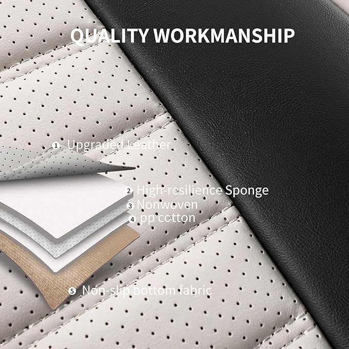 Car Seat Covers Full Set, Breathable Nappa Leather Seat Covers, Horizontal Stripes Automotive Seat Covers, Universal Seat Cus