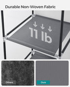 SONGMICS Portable Closet, Fabric Wardrobe, Clothes Rack with Shelves, Pockets, Large Capacity, 1 Hanging Rod, 34.6 x 17.7 x 6