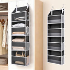 ULG 1 Pack Small Over Door Organizer with 4 Large Pockets 8 Mesh Side Pockets, Hanging Storage Organizer with Clear Window Ki