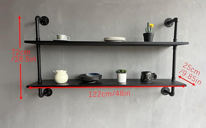 Floating Bookshelf Shelves Industrial Pipe Shelving Pipe Shelves Rustic Wall Shelf 48 Inch Farmhouse Book Shelves for Wall Mo