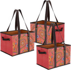 Foraineam Reusable Grocery Bags Set Durable Heavy Duty Tote Bag Collapsible Grocery Shopping Box Bag with Reinforced Bottom