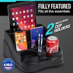 Moblorg Small Center Console for Cars, Trucks, Minivans, SUVs, Vehicle Organizer, Cup Holders, Recycled Plastic, Made in USA 