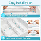 Vtopmart 2.36” Drawer Dividers with Expandable Inserts, 12.8"-22.3" Adjustable Kitchen Drawer Organizer, Clear Plastic Organi