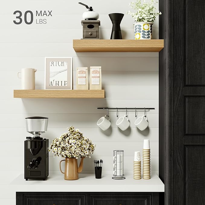 Vivelove Floating Shelves for Wall Mounted, 16 inchs Shelf for Small Bathroom, Bedroom, Living Room, Kitchen, Modern Home Dec
