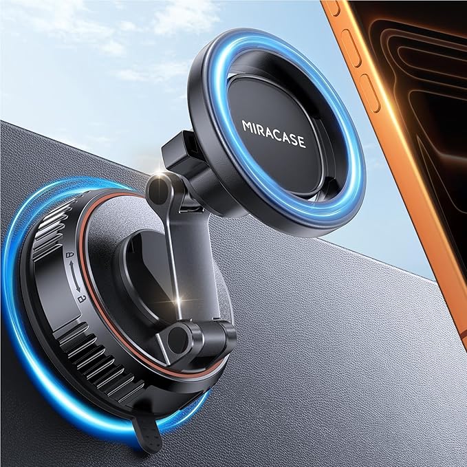 Miracase for MagSafe Car Mount [3600gf Strong Magnet & 89+LBS Suction Base] Vacuum Magnetic Phone Holders for Your Car, 360° Adjustable Dashboard & Windshield Mount for iPhone 17-12 Pro Max Plus Air