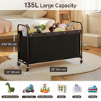 StorageWorks Toy Box with Wheels for Kids, 135L Large Toy Storage Chest and Organizer, 23" Metal Toybox with 360° Swivel Whee