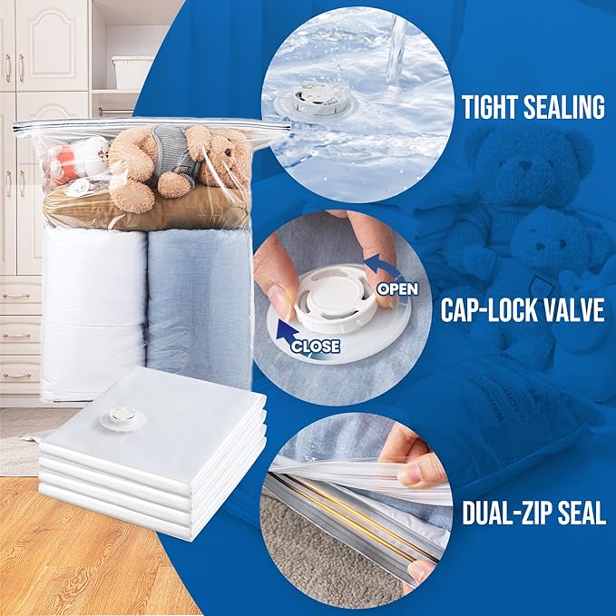 TAILI 16 Pack Vacuum Storage Bags for Comforter and Blankets, Jumbo Vacuum Seal Bags for Bedding 40x31 Inch, Space Saver Bags