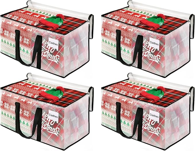 BlissTotes Clear Moving Bags Heavy Duty, 93L Extra Large Storage Bags with Zipper & Reinforced Handles, Waterproof PP Moving 
