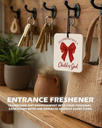 Red Coquette Bow Cherry Christian Square Citrus Car Air Freshener 4 Pcs, Preppy Religious Hanging Air Freshener for Cars Bath