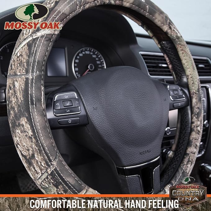 Mossy Oak Full Camo Steering Wheel Cover - Made from Premium Cotton Twill, Universal Fit for 14 1/2 to 15 inches - Official L